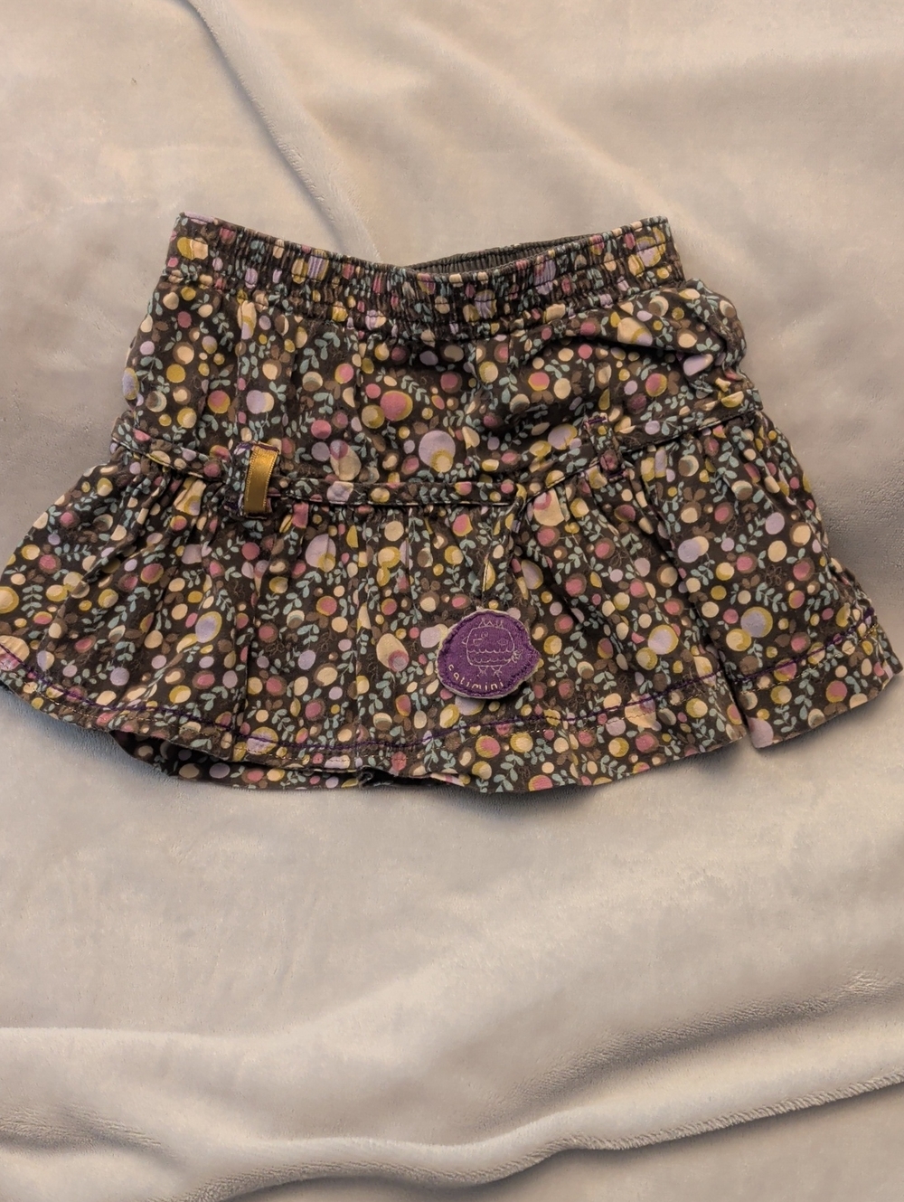 Catimini Brown Skirt with Pink, Purple and Yellow Dots